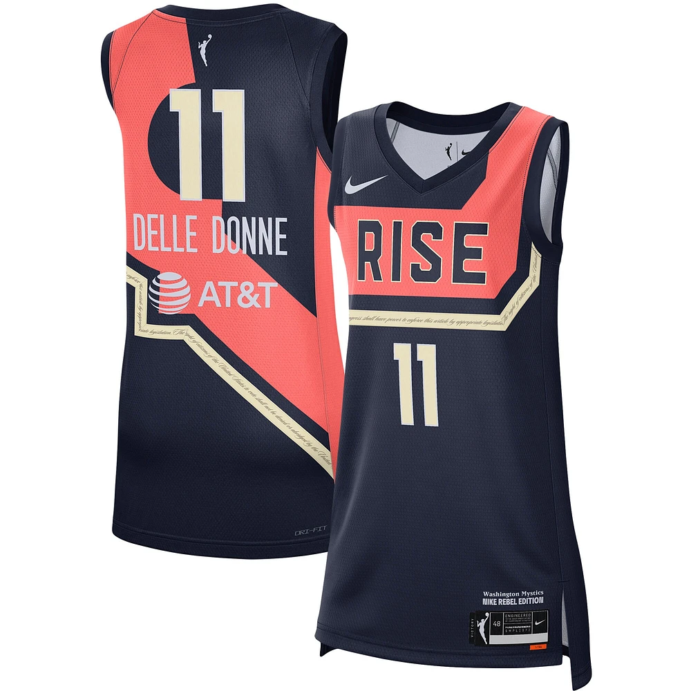 Maillot unisexe Nike Elena Delle Donne, bleu marine, Washington Mystics Rebel Edition, Victory Player