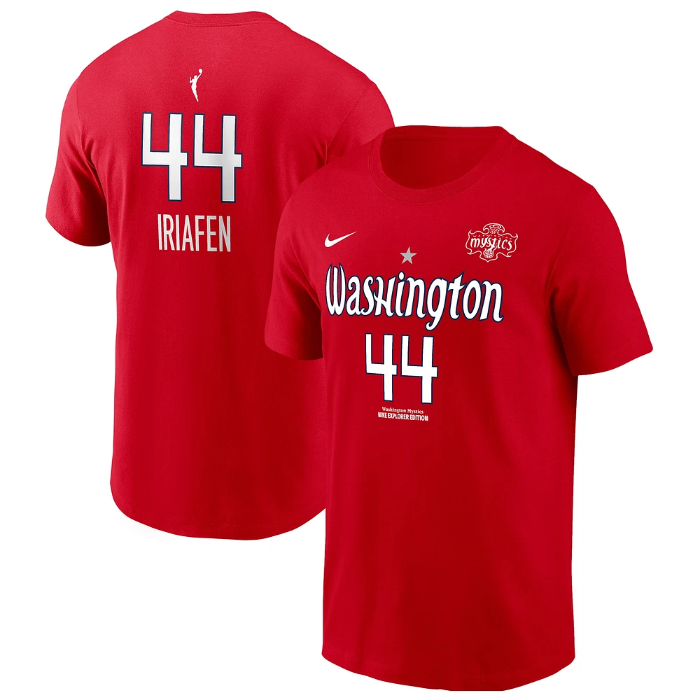 T-shirt Nike unisexe Kiki Iriafen rouge Washington Mystics 2025 WNBA Draft nom et numéro
