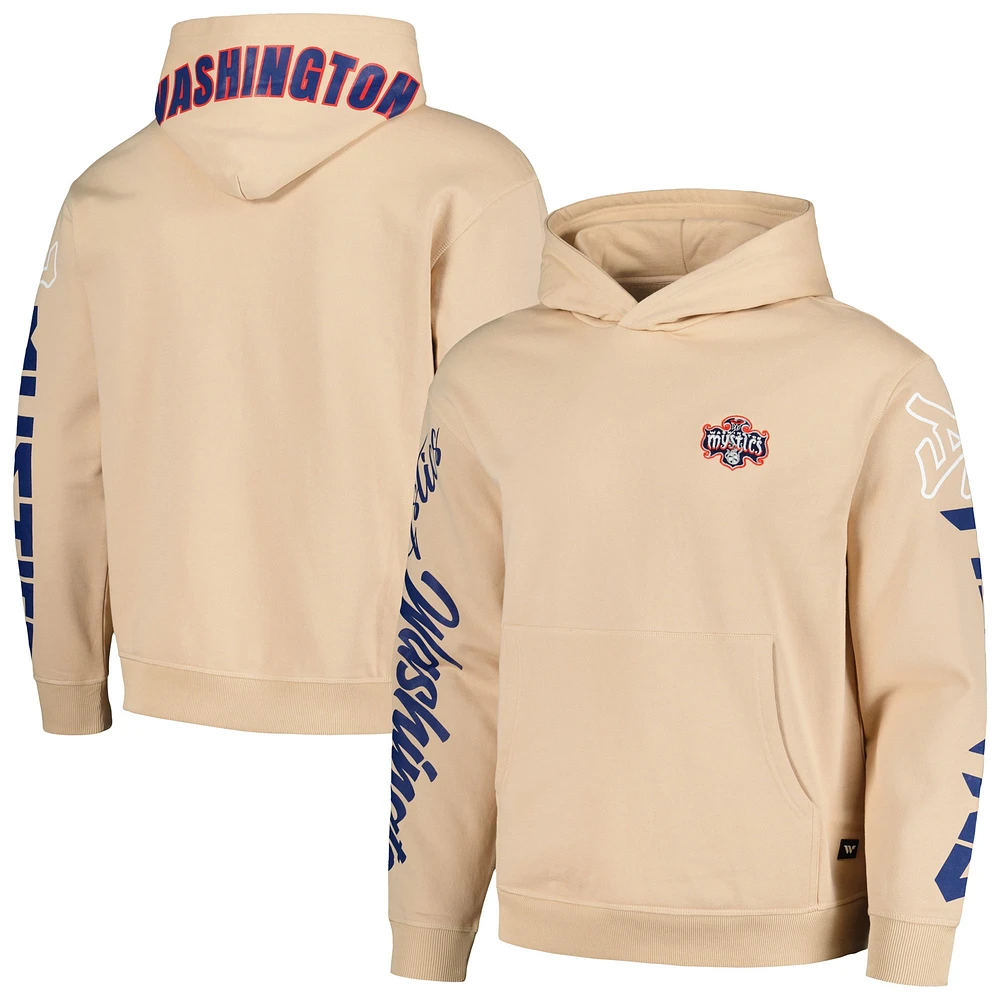 Unisex The Wild Collective Cream Washington Mystics Graffiti Acid Wash Pullover Hoodie