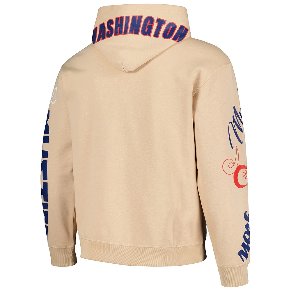 Unisex The Wild Collective Cream Washington Mystics Graffiti Acid Wash Pullover Hoodie