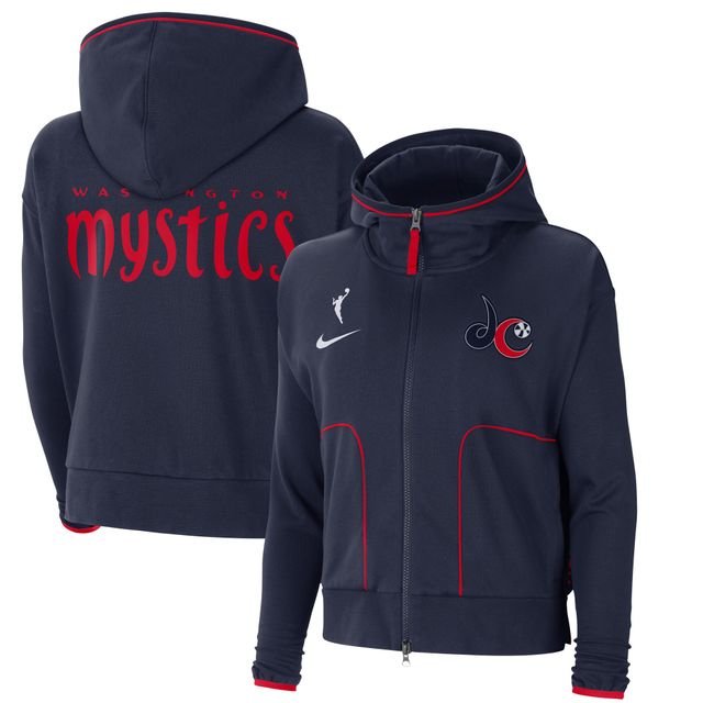 Veste en maille à glissière intégrale Washington Mystics Nike pour femme, bleu marine