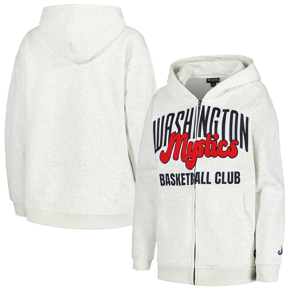 Women's The Wild Collective Heather Gray Washington Mystics Washed Full-Zip Hoodie