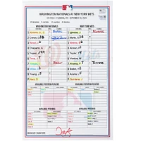 Dylan Crews Washington Nationals Autographed Game-Used Lineup Card vs. New York Mets on September 18, 2024