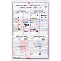 Dylan Crews Washington Nationals Autographed Game-Used Lineup Card vs. Philadelphia Phillies on September 29, 2024