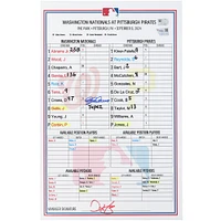 Dylan Crews Washington Nationals Autographed Game-Used Lineup Card vs. Pittsburgh Pirates on September 8, 2024