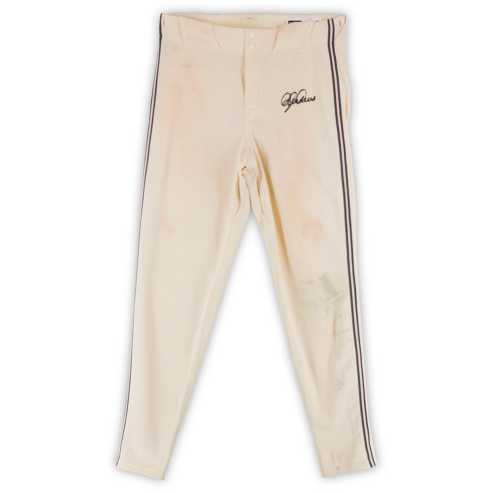 Pantalon City Connect crème dédicacé par Dylan Crews des Washington Nationals pour la saison 2024 de la MLB