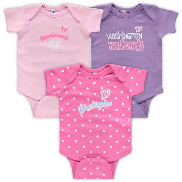 Lot de 3 bodys Rookie pour filles bébé doux comme un raisin rose/violet Washington Nationals