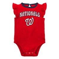 Lot de deux bodys Little Fan des Washington Nationals rouge/gris chiné pour nouveau-né et bébé fille