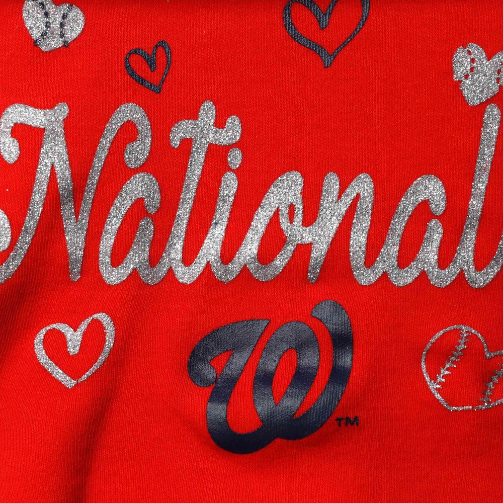 Girls Newborn & Infant Red Washington Nationals 3-Piece Home Plate Bodysuit Bib Booties Set