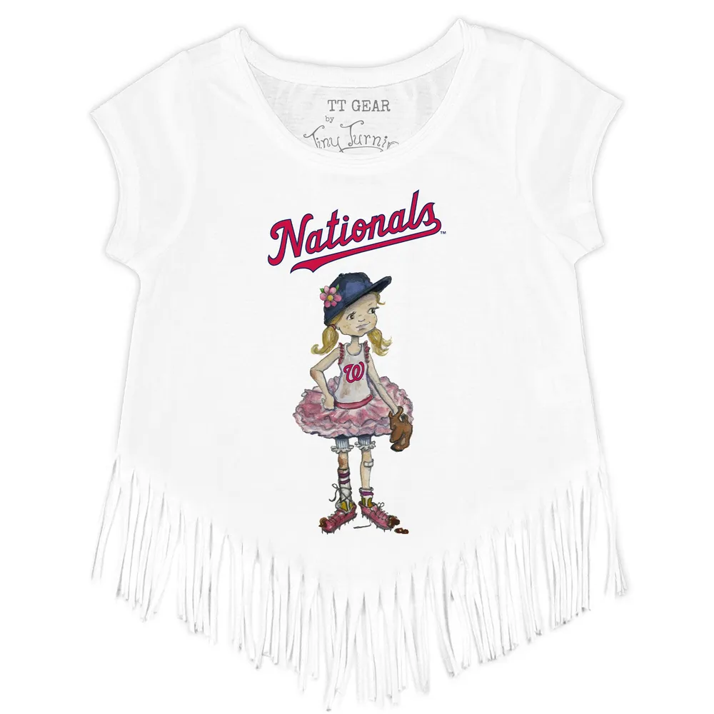 Girls Toddler Tiny Turnip Red Boston Sox Stitched Baseball Fringe T-Shirt Size: 4T