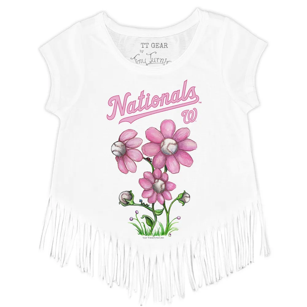 Women's Tiny Turnip Navy Washington Nationals Blooming Baseballs T-Shirt