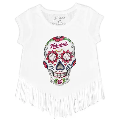 Lids Washington Nationals Tiny Turnip Girls Toddler Baseball Bow Fringe  T-Shirt - Navy