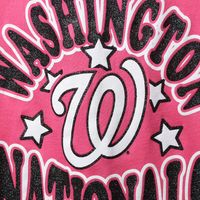 Girl's Youth New Era Pink Washington Nationals Jersey Stars V-Neck T-Shirt