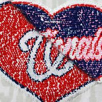 Girls Youth New Era White Washington Nationals Flip Sequin Heart Crop Top