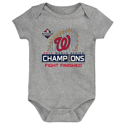 Infant Fanatics Heather Gray Washington Nationals 2019 World Series Champions Locker Room Bodysuit