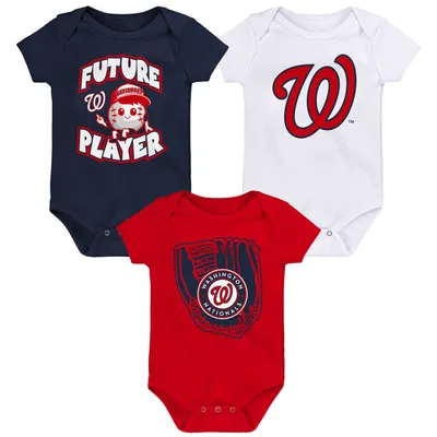 Washington Nationals Infant Minor League Player Three-Pack Bodysuit Set - Navy/Red/White