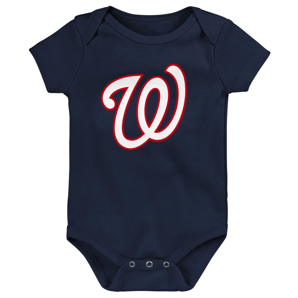 Lot de 3 bodys bébé bleu marine/blanc/gris chiné Washington Nationals Biggest Little Fan