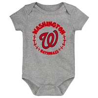 Infant Navy/White/Heather Gray Washington Nationals Biggest Little Fan 3-Pack Bodysuit Set