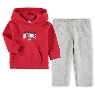 Ensemble sweat à capuche et pantalon en molleton Fan Flare des Washington Nationals pour bébé rouge/gris chiné