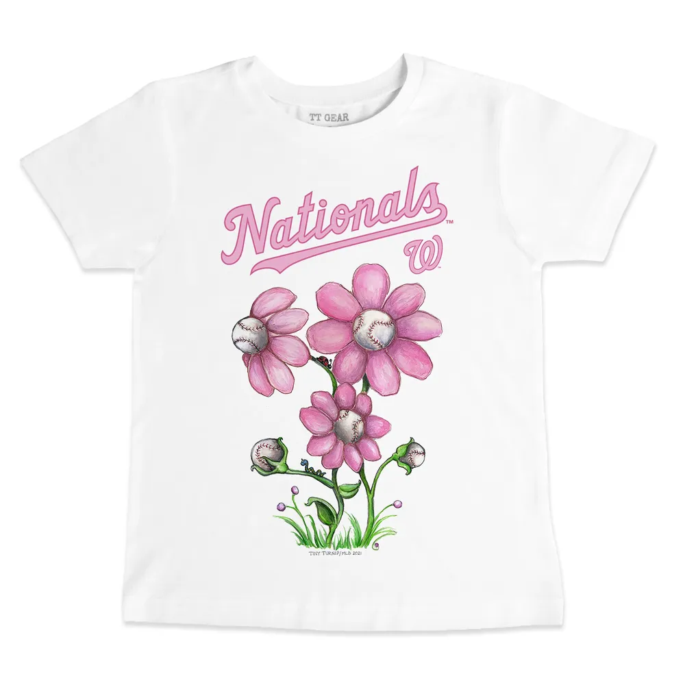 Washington Nationals Tiny Turnip Women's Blooming Baseballs T-Shirt - Navy