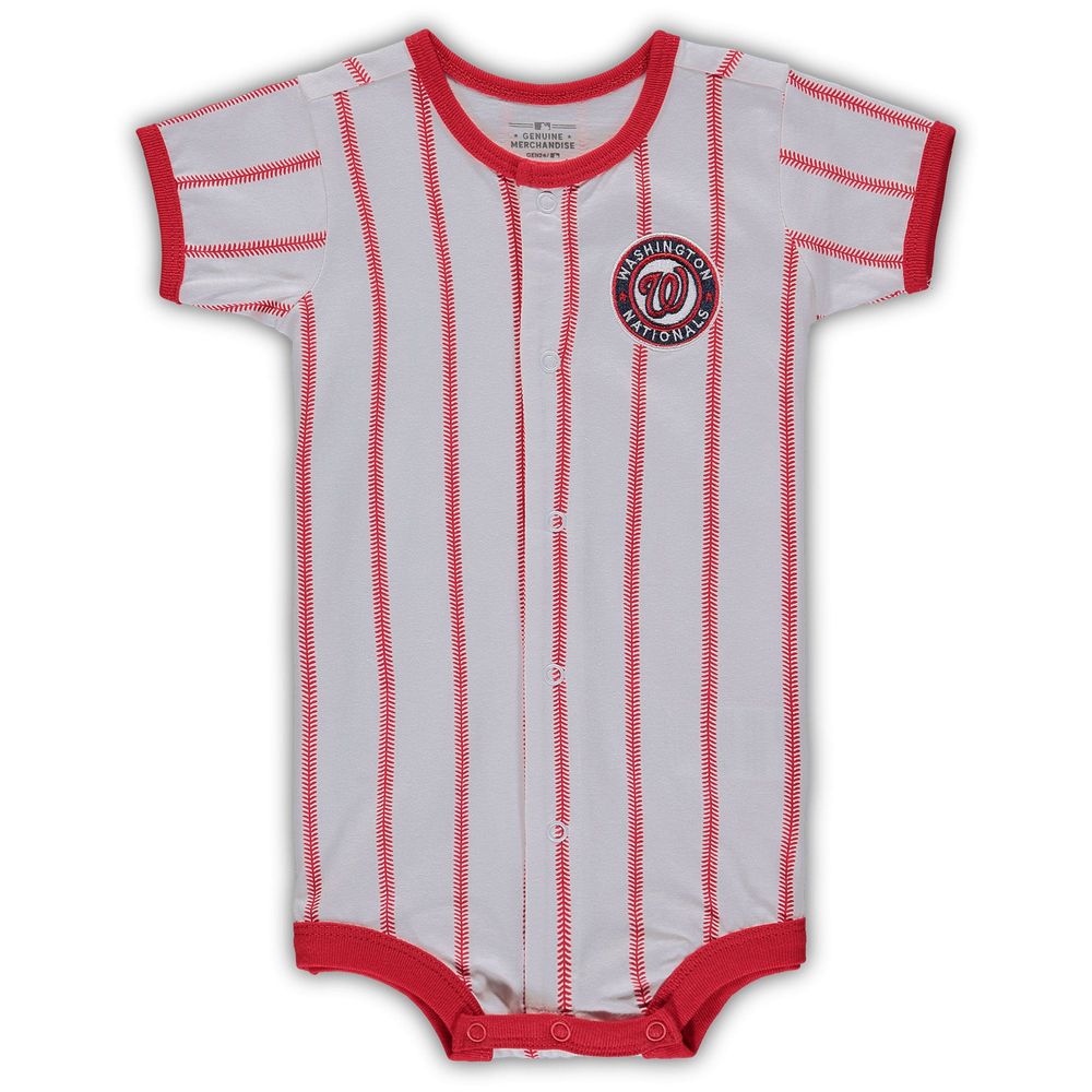 Infant White Washington Nationals Pinstripe Power Hitter Coverall