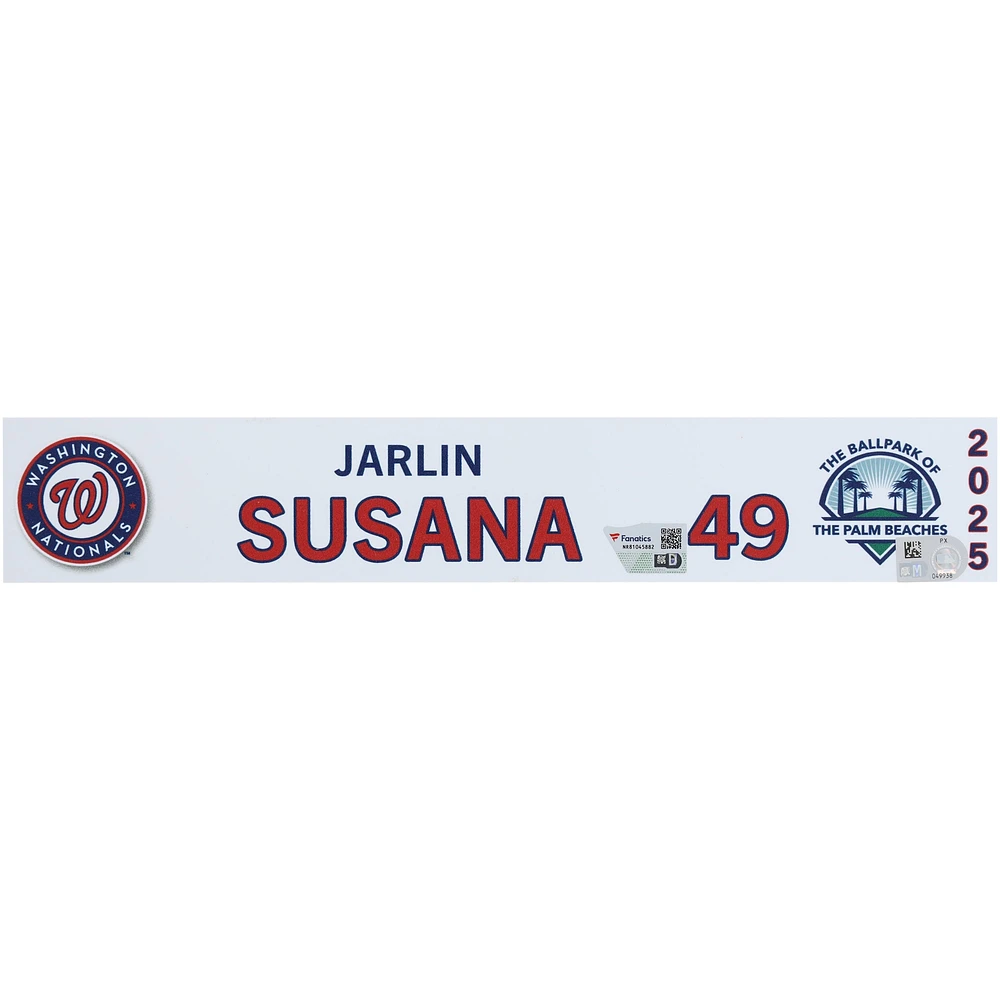 Jarlin Susana Washington Nationals Player-Issued #49 Nameplate from 2025 MLB Spring Training
