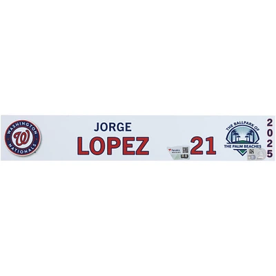 Jorge López Washington Nationals Player-Issued #21 Nameplate from 2025 MLB Spring Training