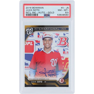 Juan Soto Washington Nationals Autographié 2016 Bowman International Ink Gold #II-JS #70/99 PSA Authentifié 8.5 Carte