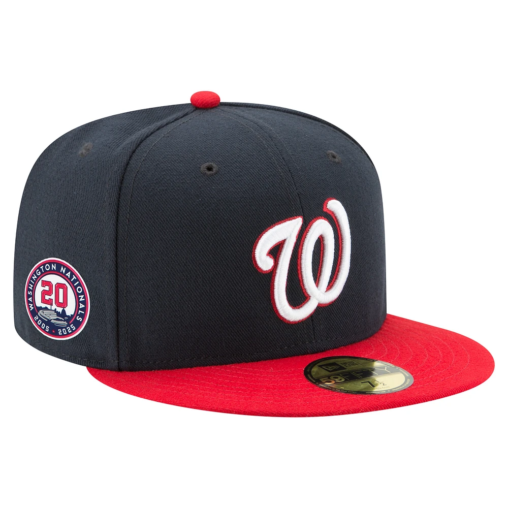 Casquette ajustée 59FIFTY 20e anniversaire des Washington Nationals New Era bleu marine/rouge pour homme