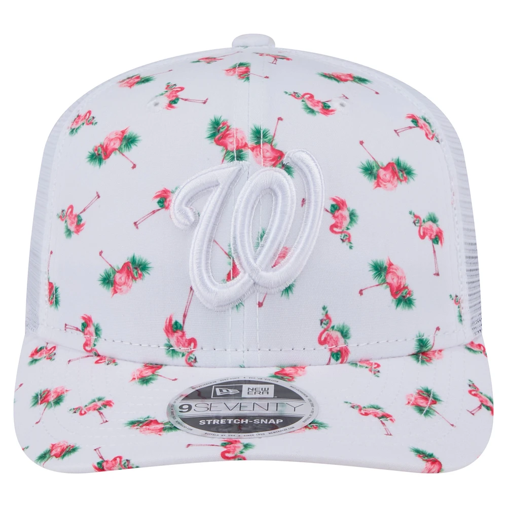 Men's New Era  White Washington Nationals Flamingo Mesh Back 9SEVENTY Stretch-Snap Hat