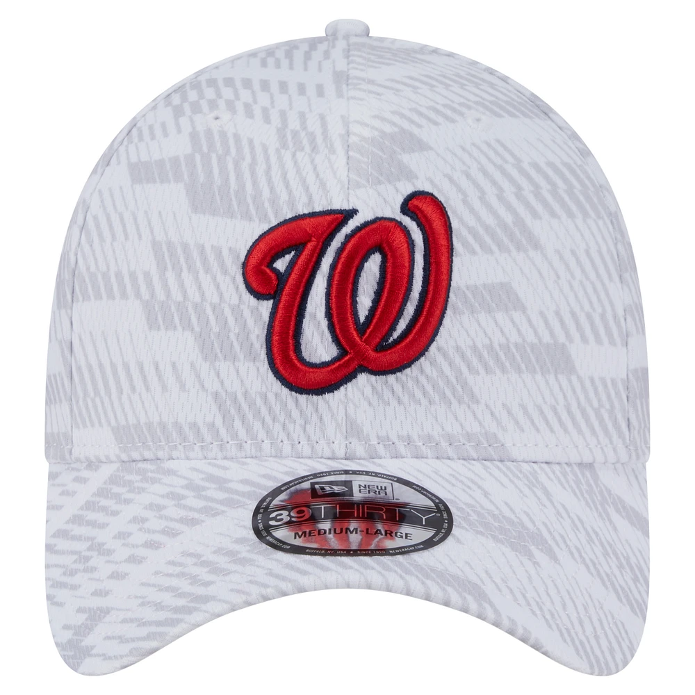 Casquette extensible New Era blanche Washington Nationals Graded 39THIRTY pour homme