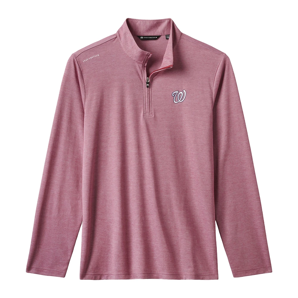 Pull à glissière quart de tour tri-blend Time to Tailgate pour homme TravisMathew Red Washington Nationals