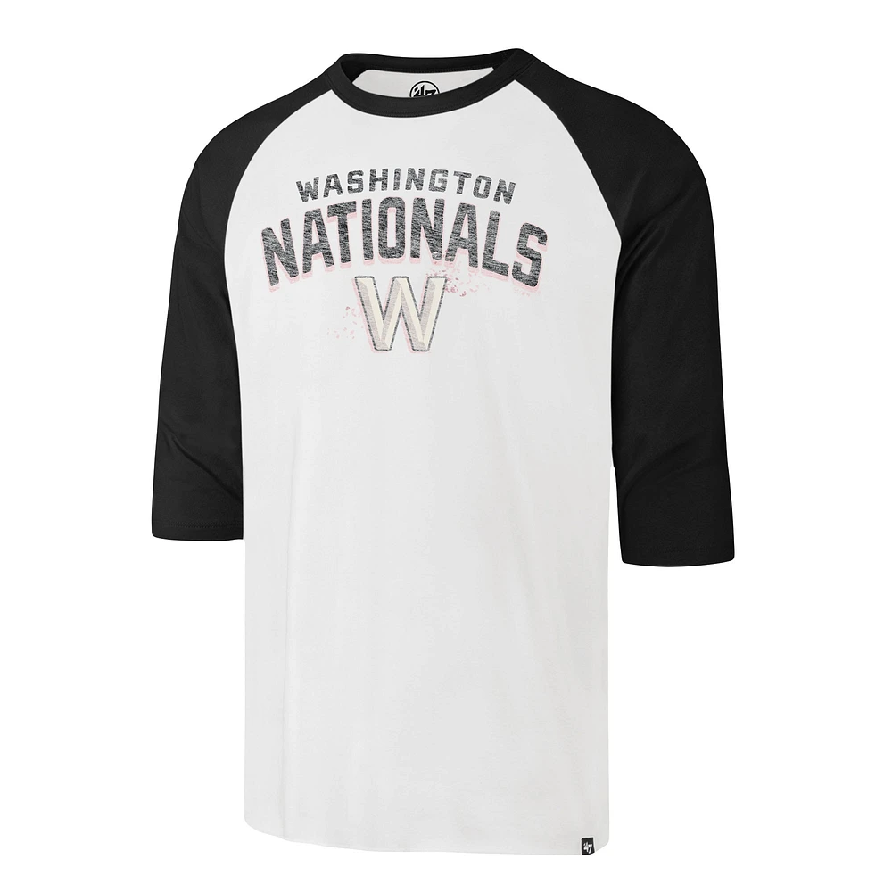 T-shirt à manches 3/4 crème '47 Washington Nationals City Connect Crescent Franklin Raglan pour hommes