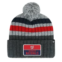 Bonnet en tricot à revers pile '47 gris Washington Nationals pour hommes avec pompon