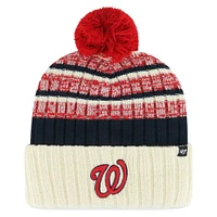 Bonnet en tricot à revers Tavern '47 Natural Washington Nationals pour hommes avec pompon