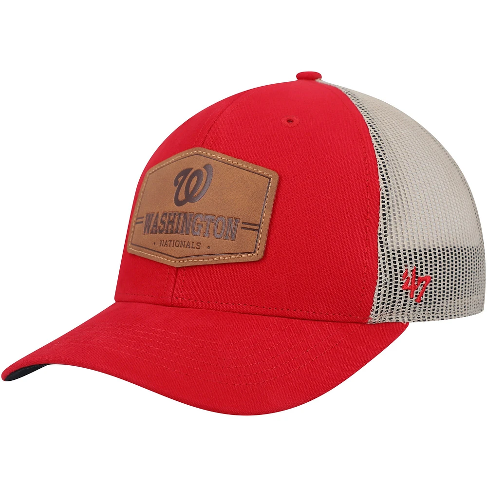 Casquette Snapback en cuir brut des Nationals de Washington '47 rouge/naturel pour homme