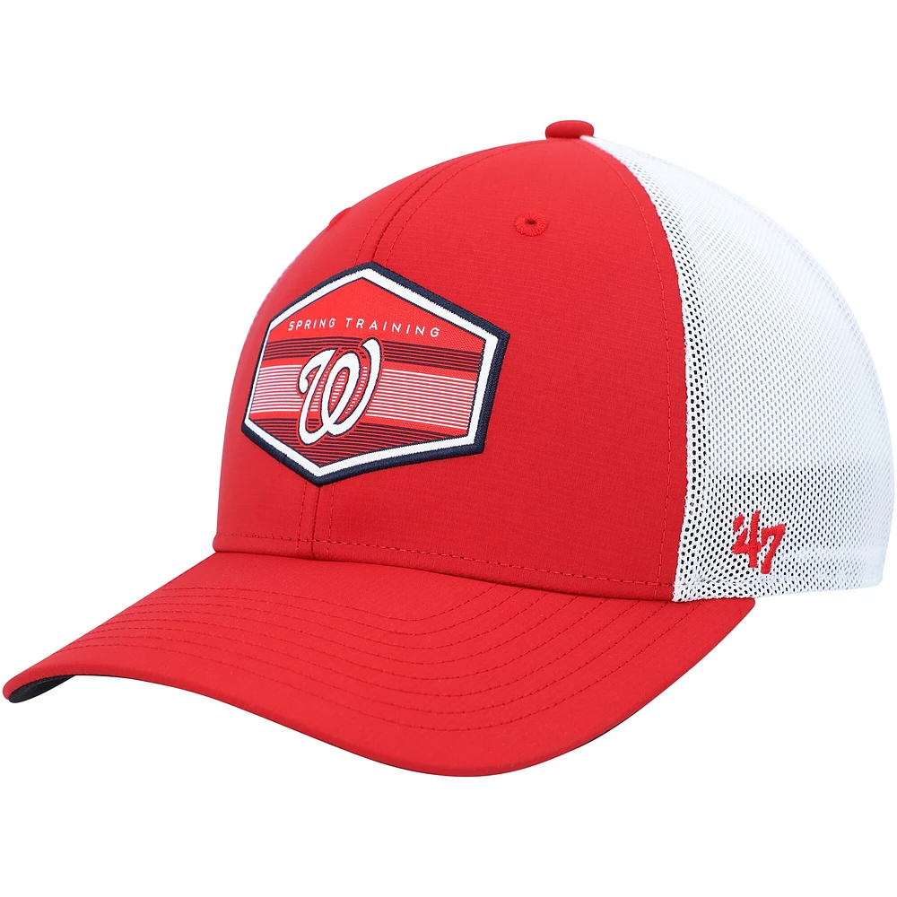 Casquette ajustable Burgess Trucker d'entraînement printanier des Nationals de Washington '47 rouge/blanc pour homme