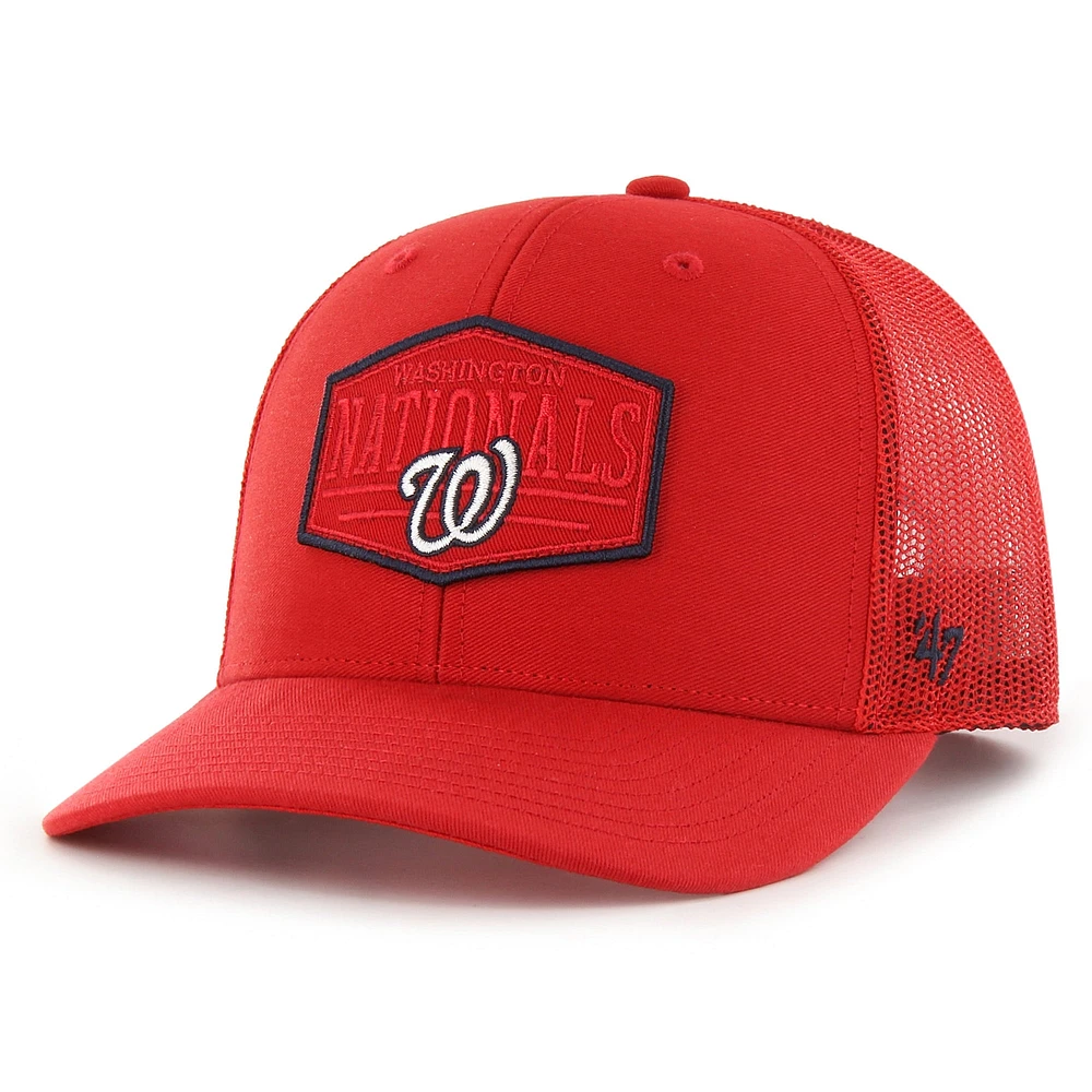 Men's '47 Red Washington Nationals Ridgeline Tonal Patch Trucker Adjustable Hat