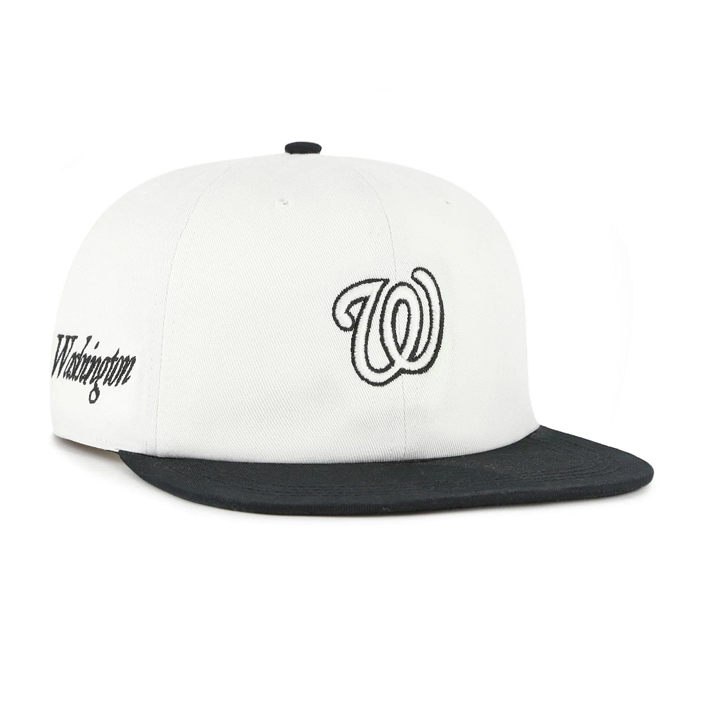 Men's '47 White/Black Washington Nationals Foundation Captain Snapback Hat