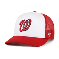 Men's '47 White/Red Washington Nationals Freshman Trucker Adjustable Hat