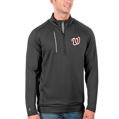 Men's Antigua Gray Washington Nationals Big & Tall Generation Quarter-Zip Pullover Jacket