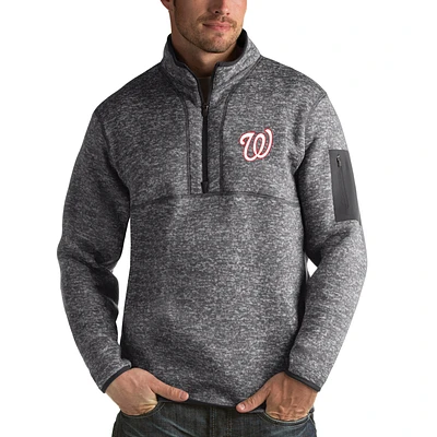 Pull demi-zip Fortune Antigua Heathered Anthracite pour homme des Nationals de Washington