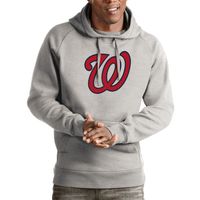 Men's Antigua Heathered Gray Washington Nationals Victory Pullover Hoodie