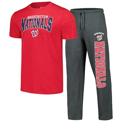 Ensemble de nuit pour hommes Concepts Sport Charbon/Rouge Washington Nationals Meter T-shirt et pantalon