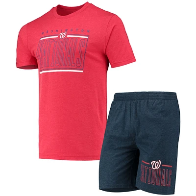 Concepts Sport Ensemble de nuit avec t-shirt et short Washington Nationals Meter pour homme, bleu marine/rouge