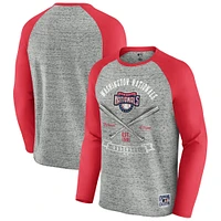 T-shirt de baseball à manches longues raglan bords bruts pour homme la collection Darius Rucker par Fanatics, gris chiné, des Nationals Washington