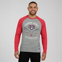 T-shirt de baseball à manches longues raglan bords bruts pour homme la collection Darius Rucker par Fanatics, gris chiné, des Nationals Washington