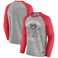 T-shirt de baseball à manches longues raglan bords bruts pour homme la collection Darius Rucker par Fanatics, gris chiné, des Nationals Washington