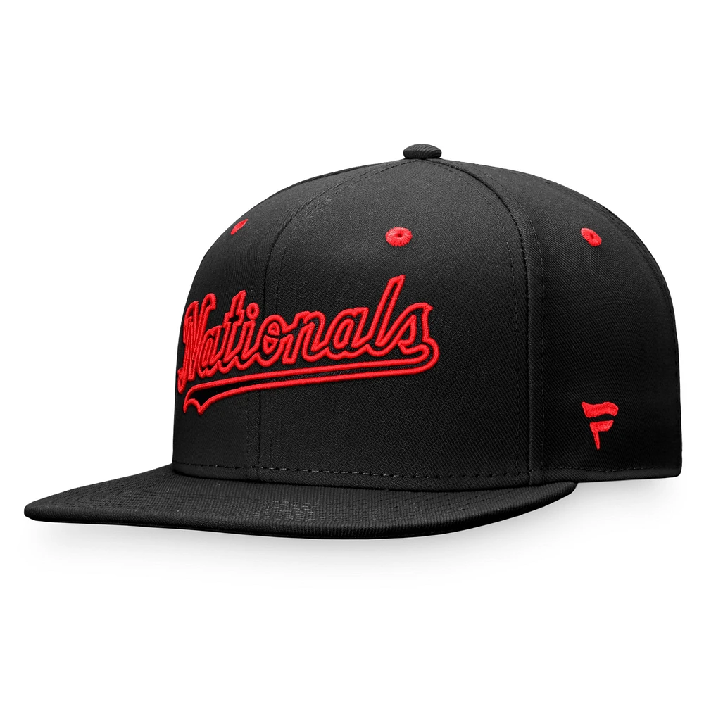 Men's Fanatics Black Washington Nationals Iconic Wordmark Fitted Hat