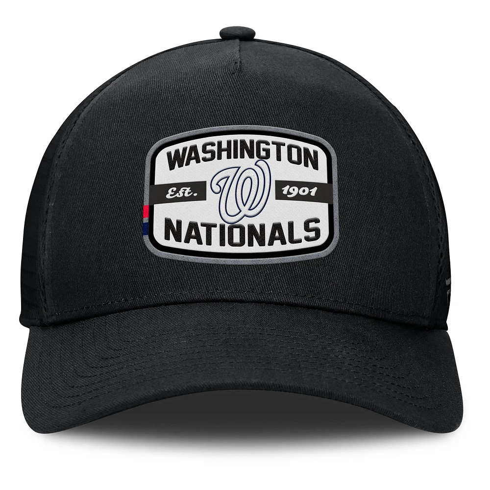 Men's Fanatics Black Washington Nationals Team Patch A-Frame Trucker Snapback Hat